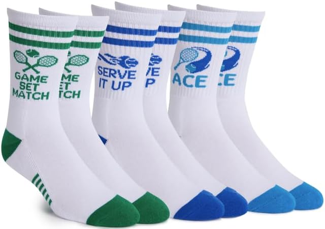 Performance Pickleball Crew Socks, Great Gift For Pickleball Lovers, Mens and Womens, One Size 8-13