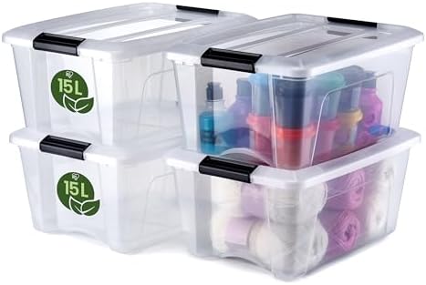 Iris Ohyama, Boite Rangement Plastique avec Couvercle, 15L, Lot d...