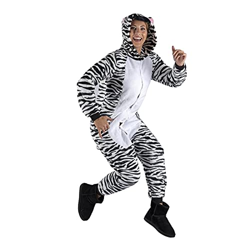 KING OF HALLOWEEN.DE ZEBRA Jumpsuit / Onesie / Overall für Erwachsene Unisex Kuschelig Schlafanzug, L 165-175cm Cover