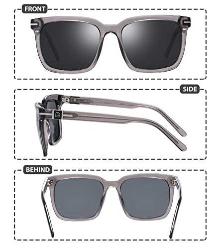 DUCO Classic Square Polarized Sunglasses for Men Women Vintage Handmade Acetate Sun Glasses DC82883