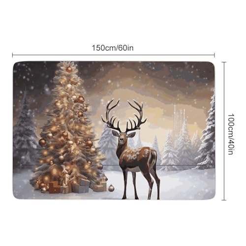 Tapis de sol velours corail de Noël lavable et antidérapant unique - 4