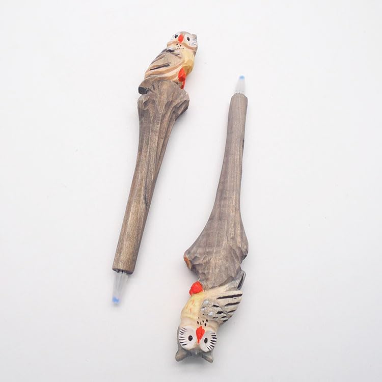 Miniatura 7 de Bolígrafo de gel de animales tallados en madera 100% hecha a mano, jirafa, perro, tigre, unicornio, lindo, material escolar, suministros de oficina,
