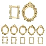 CVUTOVO 12 Piezas Marco De Fotos Antiguo De Resina Marcos Vintage Ovalados y Rectangulares Para Colgar La Pared Para Exhibición De Joyas Decoración Del Hogar Suministros Para