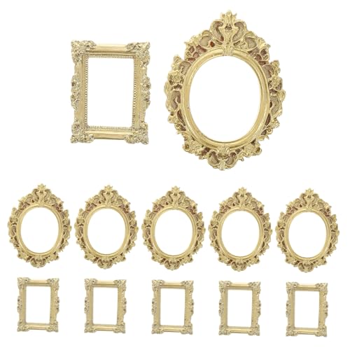 CVUTOVO 12 Piezas Marco De Fotos Antiguo De Resina Marcos Vintage Ovalados y Rectangulares Para Colgar La Pared Para Exhibición De Joyas Decoración Del Hogar Suministros Para