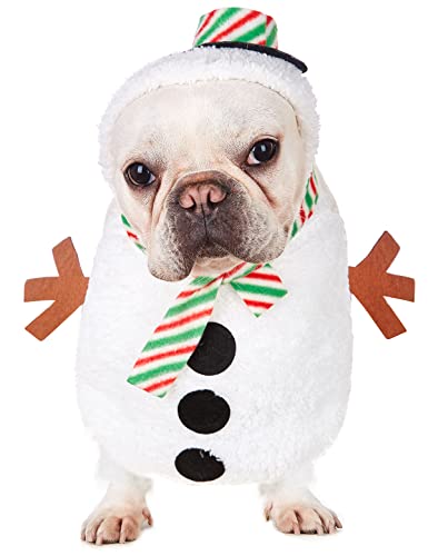 Impoosy Christmas Dog Costume Funny Puppy Snowman Clothes Pet Cosplay Party Apparel Xmas Outfits for Small and Medium Dogs Cats (M,Neck:9-11)