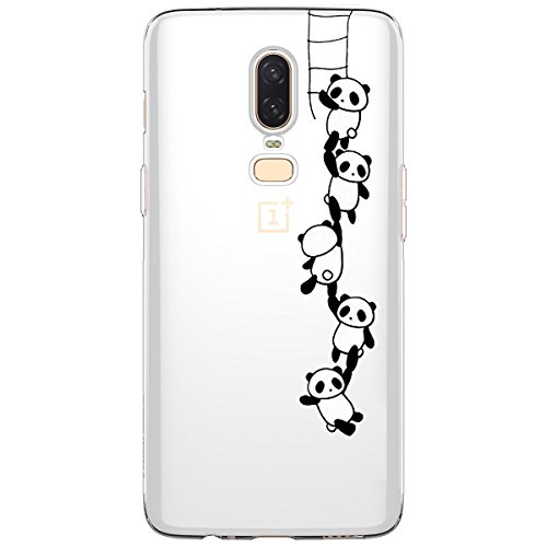 AIsoar Coque Compatible/Replacement pour OnePlus 6 Case, Transparente Silicone Antichoc Ultra Mince Housse TPU de Protection arrière Résistant aux Rayures Couverture (Panda)