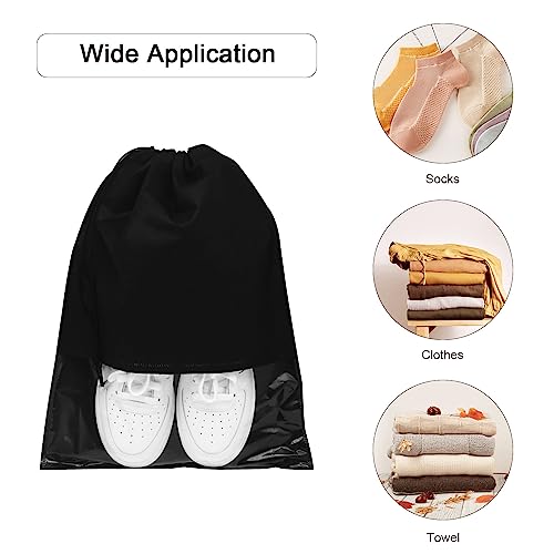 GAOHAN 10 Pcs Travel Shoe Bag,Shoe Bags,Shoe Bags for Travel,Drawstring Non-Woven Shoes Storage Bags with Transparent Window for Daily and Travel Use(Black) - Image 8