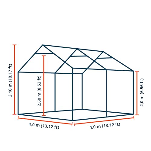 TOOLPORT Storage tent 4x4 m PVC 750 N waterproof white shelter with ground frame