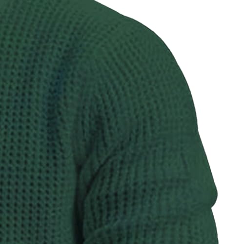 Men's Solid Color Basic Knit Pullover Casual Waffle Long Sleeve Male Knits Sweater Loose Crewneck Knitted Sweaters3