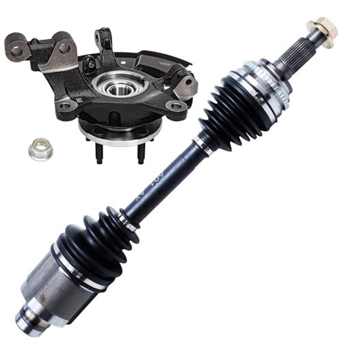 Image of Detroit Axle - FWD Front Right Steering Knuckle CV Axle for 11-14 Ford Edge, 11-15 Lincoln MKX, Passenger Side Steering Knuckle & Wheel Bearing Hub CV Axle 2011 2012 2013 2014 Replacement