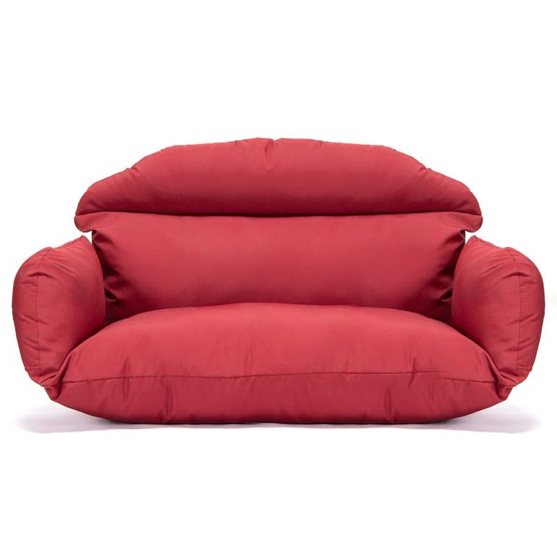 Image of Double Seater Cushion Set - Polyester Fabric Padded Seat for Hanging Egg /Garden Jhula (RED)