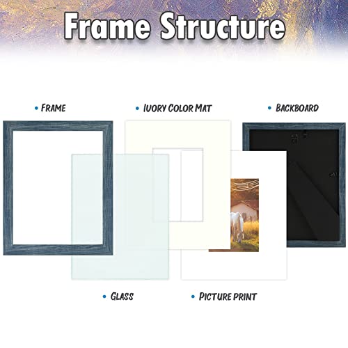 Auear, 8X10 Picture Frames For 5X7 With Mat Or 8X10 Gallery Wall Frame Tabletop Vertical Horizontal Display (Blue, 1-Pack) #TOP2