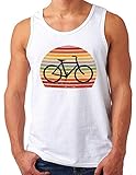 OM3® Retro Sunset Bicycle Tank Top Shirt | Herren | Cycling Cyclist Biking Fahrrad Radfahrer | Weiß, XXL