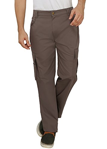 Image of ASHDAN Outdoor Solid Cargos. Regular Fit. Multi-Utility Pockets. Sturdy Polyester-Cotton Blended Cargo Trousers