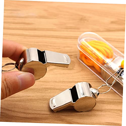 Set de 5 silbatos deportivos de acero inoxidable con cordón miniatura 6