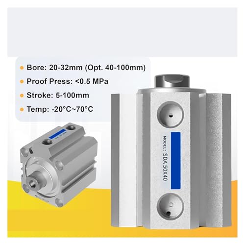 Vérin pneumatique compact anti-fuite Thin-7 alésage 20 mm course 60 mm robuste