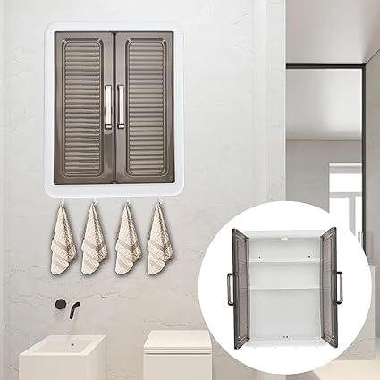 UGU ZONE Multi-Purpose Wall Mounted Storage Rack for Bathroom & Kitchen | Space Saving Organizer Shelf Cabinet for Bedroom, Office & Home | Easy Assembly Plastic Storage Stand 2