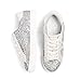 PARTY Women's Fashion Star Sneaker Lace Up Low Top Comfortable Cushioned Walking Shoes, Podcast-Silver Glitter Suede-7.5
