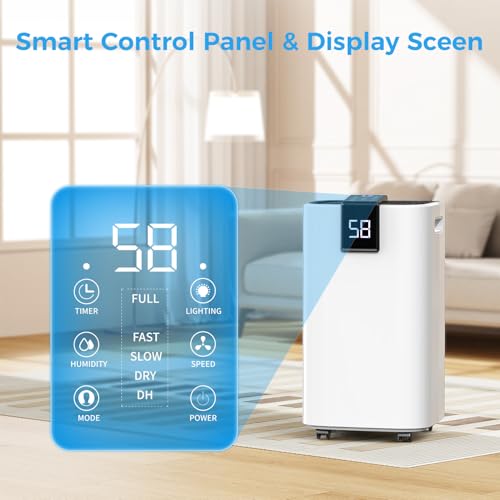 Image of 4000 sq.ft Dehumidifier for Basement, Trazico 45 Pint Dehumidifiers for Home with Drain Hose, Smart Humidity Control, 24H Timer, Auto Defrost, Ideal for Large Room, Bathroom, Bedroom, Garage, Black