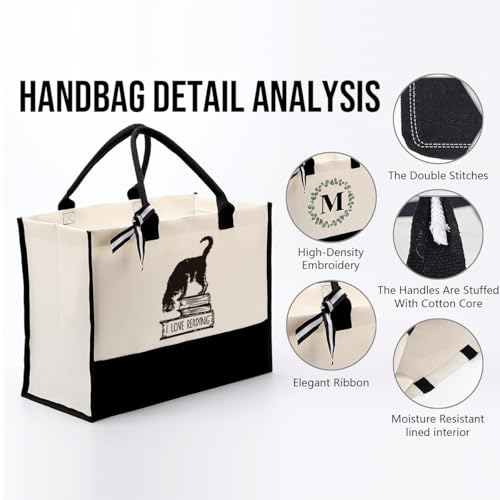 EDCTO Canvas Tote Bag, Cotton Canvas Tote Bag, Library Canvas Bag, Birthday Gifts for Women Bookworm Book Reader Book Lover, Canvas Tote Bags for Women, Womens Weekend Bag, I Love Reading4