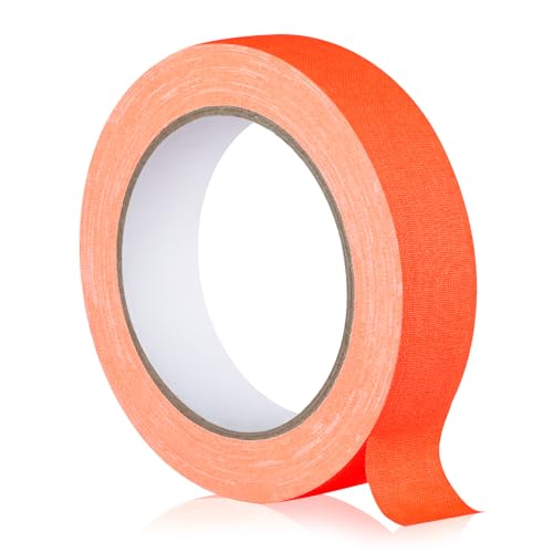 Image of GEYYANG Spike Tape, 1 inch x 20 Yards Orange Fluorescent Gaffers Tape, Black Light UV Reactive, Multipurpose Fluorescent for Stage Marking, Party and Art Crafts