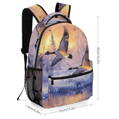 Canadian Flight Bird Geese Backpack Lightweight Travel Laptop Backpack Computer Bag with 1 Front Pocket2