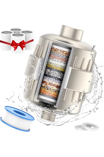 Shower Head Filter - 24 Stage Shower Filter Shower Water Filter for Hard Water with 4 Replaceable Filter Cartridges, Brushed Nickel 01 Shower Head Filter - 24 Stage Shower Filter Shower Water Filter for Hard Water with 4 Replaceable Filter Cartridges, Brushed Nickel 01
