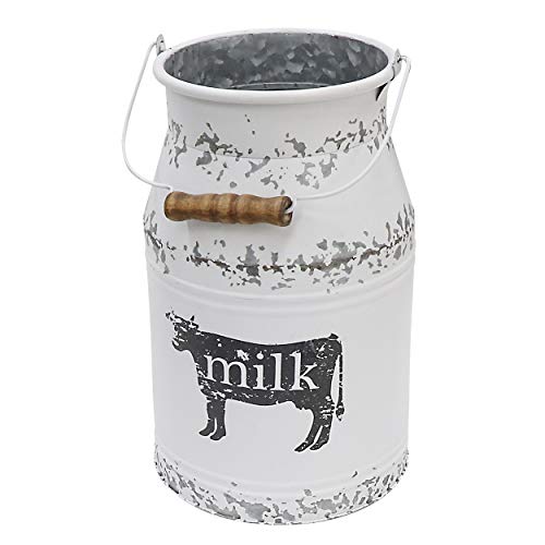 Metal-Big-Cow-Galvanized-Milk-Can-with-Wooden-Handle-Rustic-White-Farmhouse-Vase-Planter-Primitive-Decorative-Flower-Holder-for-Home-Wedding-Table-Centerpiece-Decor-Large-11 Metal Big Cow Galvanized Milk Can with Wooden Handle Rustic White Farmhouse Vase Planter Primitive Decorative Flower Holder for Home Wedding Table Centerpiece Decor Large 11