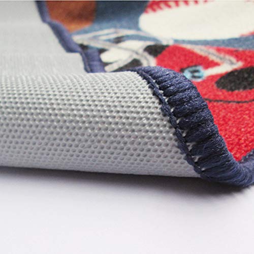 Blue Kids Rug Fun Sport Rugs Nylon Carpet Boys Girls Childrens Rug Balls Print with Soccer Ball, Basketball, Football, Tennis Ball Bedroom Playroom 31.5'' x 47''