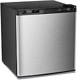 Antarctic Star Upright Freezer 1.1 Cu.ft, Compact Mini Freezer with Reversible Single Door, Temperature Control, Removable Shelves, Small freezer Stainless Steel for Home, Silver