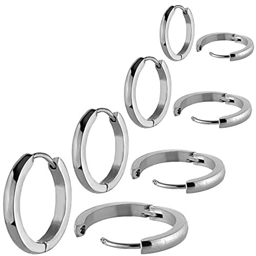 Steel Delicate Tiny Huggie Hoop Tragus Earrings for Cartilage Piercing Mens Womens 8PC 9-16mm 18gauge
