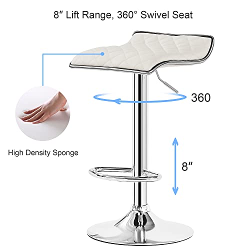 Vecelo Adjustable Bar Stools, Bar Height Stools For Kitchen Counter, Bar Stools Set Of 2, White #TOP5