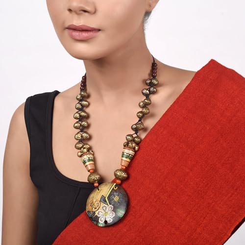 Image of AAKRITI ART CREATIONS Handcrafted Tribal & Brass Necklace Collection | Floral, Leaf & Elephant-Inspired Artisan Jewelry | Dhokra, Glass & Ethnic Statement Necklaces for Women