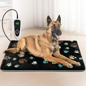 Large Dog Heating Pad 36×24 in with Smart Thermostat Switch and Power Line Protection Tube,Obtained MET and UL Dual Certification,Waterproof Pet Heating Pad for Dogs,with Plush Fabric Cover