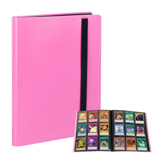 FYSL Sammelkartenalbum 360 Fächer Transparent | Wasserdichtes Sammelalbum für Pokémon Karten | Profi-Ordner für TCG/CCG Karten | Geschenk für Sammler, Kinder (Rosarot)