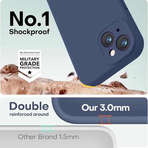 Image of LOVE 3000 Designed for iPhone 13 Case, Premium Silicone with [Camera Protection] [Soft Anti-Scratch Microfiber Lining] Shockproof Protective Phone Case for iPhone 13 Women Men Girls 6.1 inch, Navy Blue