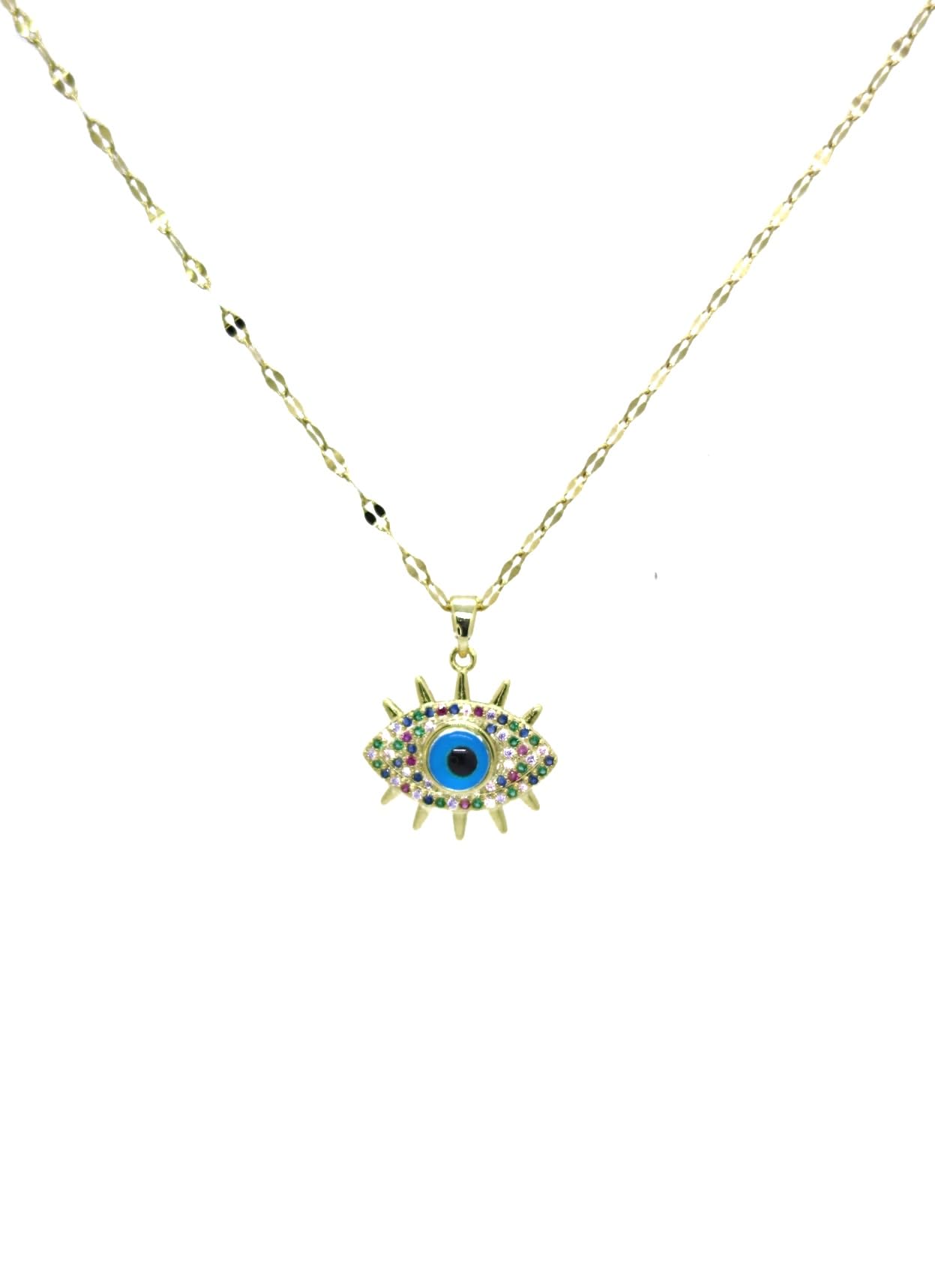 Once&More Evil Eye Anti Tarnished Necklace Pendant Charm With Chain Turkish Protection Amulet Luck Gifts EvilEye Jewelry Nazar Battu For Women (Multi2)