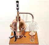  Distillatore Alambicco in Rame con serpentina in Vetro Soffiato 1 litro