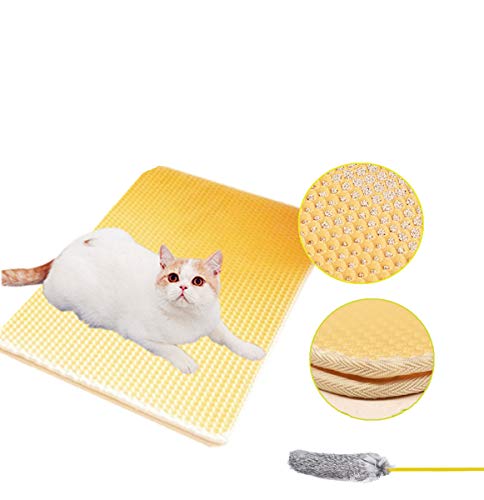 Authda Alfombra Gatos Arenero y Gato Juguete Interactivo,Doble Capa Suelo eva Gato Alfombrilla,Impermeable Alfombrilla para Gatos arenero,Alfombra Caja de Arena Gatos
