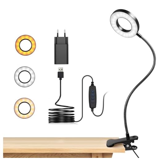 dowowdo Lampe de Bureau à Pince 48 LED Flexible à 360°Lampe Lecture Clipsable 3 Modes d’Éclairage &10 Niveaux de Luminosité Led USB pour Étude et Travail, Noir [Classe énergétique F]