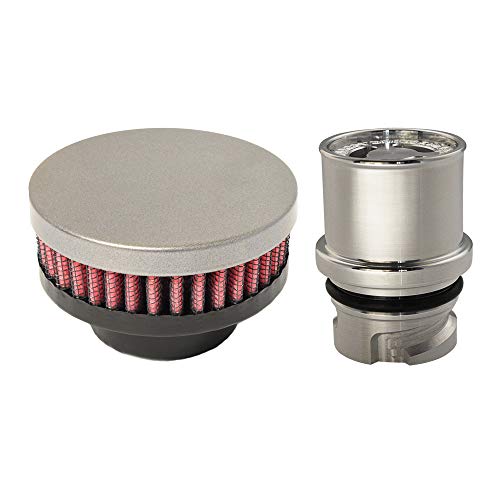 CFM Performance Baffled Billet Valve Cover Breather compatible with 2010-2017 Chevrolet Equinox & GMC Terrain 2.4L Ecotec (Gunmetal Gray)