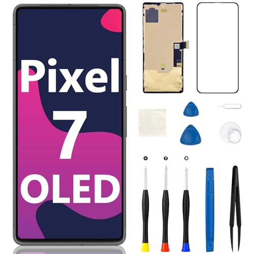 OLED for Google Pixel 7 Screen Replacement LCD Touch Frame Display Digitizer with Repair Tool Kit Assembly for GVU6C GQML3 6.3 inch (Support Fingerprint)