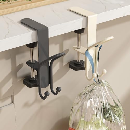 Tidevib Crochet de fixation de bureau réglable pour écouteurs et sacs, cintre robuste en acier inoxydable avec pince rotative, épaisseur de 10 à 55 mm, installation sans outils, montage horizontal ou