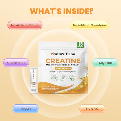 Image of Creatine Monohydrate Micronized Powder 15 Single-Serve Packs 5g | Clean, Unflavored 5000mg Creatine Travel Packs for Men & Women to Muscle Growth, Vegan, Gluten-free, no Sugar