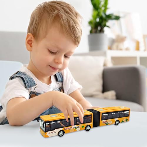 YskerrigToy Bus Spielzeug, Spielzeugauto Mini Bus Auto Zurückziehen Pull Back Spielzeugautos Stadtbus Spielzeugauto Friction Autos BusModell für Jungen Mädchen Geburtstags Geschenke(Gelb)