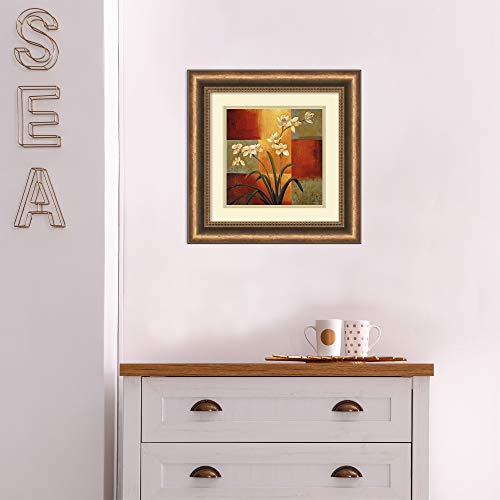 Framed Art Print, 'White Orchid' By Jill Deveraux: Outer Size 17 X 17" #TOP4