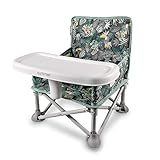 Summer by Bright Starts Pop 'N Sit Portable Booster Chair, Floor Seat, Indoor/Outdoor Use, Compact Fold, Jungle Botanical, 6 Mos - 3 Yrs