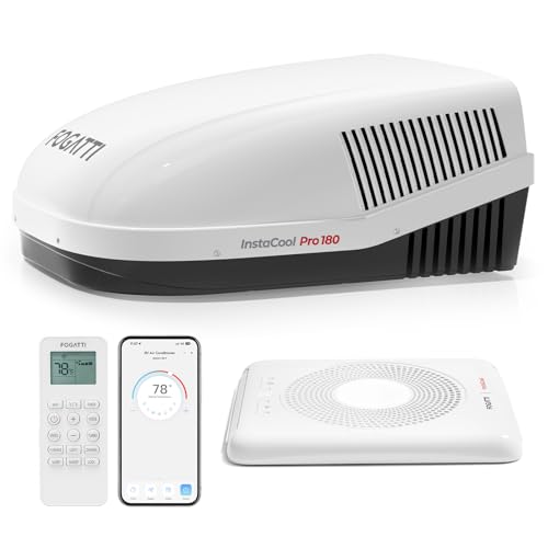 FOGATTI 18 000 BTU RV Air Conditioner WiFi & Remote Control & Alexa Rooftop AC for Camper & Motorhome Quiet AC Cooling Only Easy Install Ducted White InstaCool Pro 180