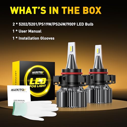 Image of AUXITO 2504 /PSX24W LED Fog Light Bulbs 18000LM, 1000% Brighter 6500K 12276 Fog Lights, 1:1 OEM Replacement for Cars Trucks SUVs, 3-Minute Installation, IP68 Waterproof, Pack of 2