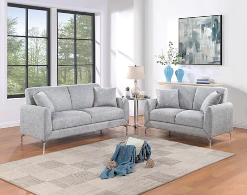 SHARK SHIP Elegant and Cozy 2pc Light Gray Sofa Set